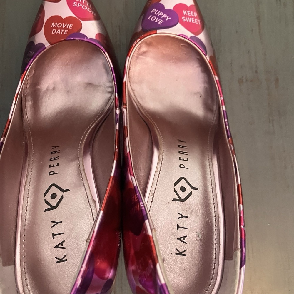 Katy Perry The Sissy Conversation Heart Pumps Size 7 Valentine Pink Purple Heels - Picture 5 of 11